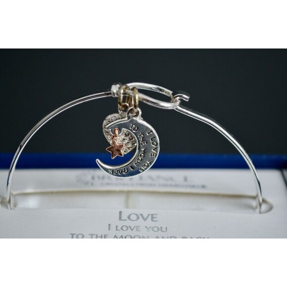 Brilliance I Love You Moon and Back Bracelet Bangle - Picture 3 of 4
